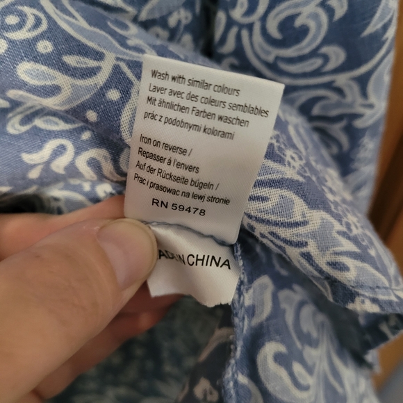 Malvin Hamburg Germany I Love Linen Womens  XL 100% Linen Top Blue White - Picture 8 of 8